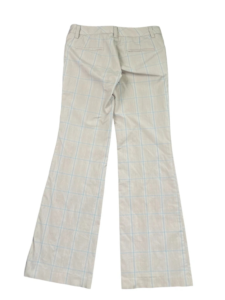 back view, Star City Beige Checkered Flared Suit Pants, vintage Y2K second hand piece