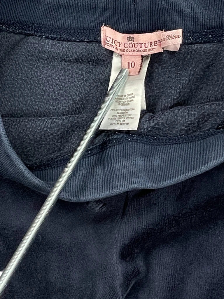 detail view, Juicy Couture Black Velour Logo Pants (XXXS), vintage Y2K second hand piece, image 4