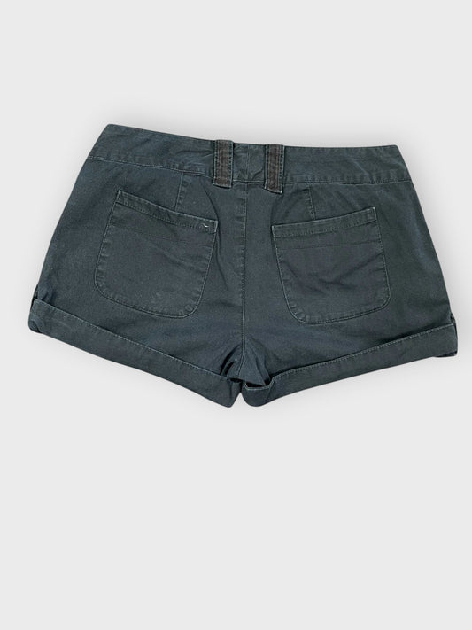 back view, Plixi Classic Black Cotton Hotpants, vintage Y2K second hand piece
