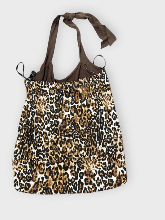 back view, Iz Leopard Halterneck Top, vintage Y2K second hand piece