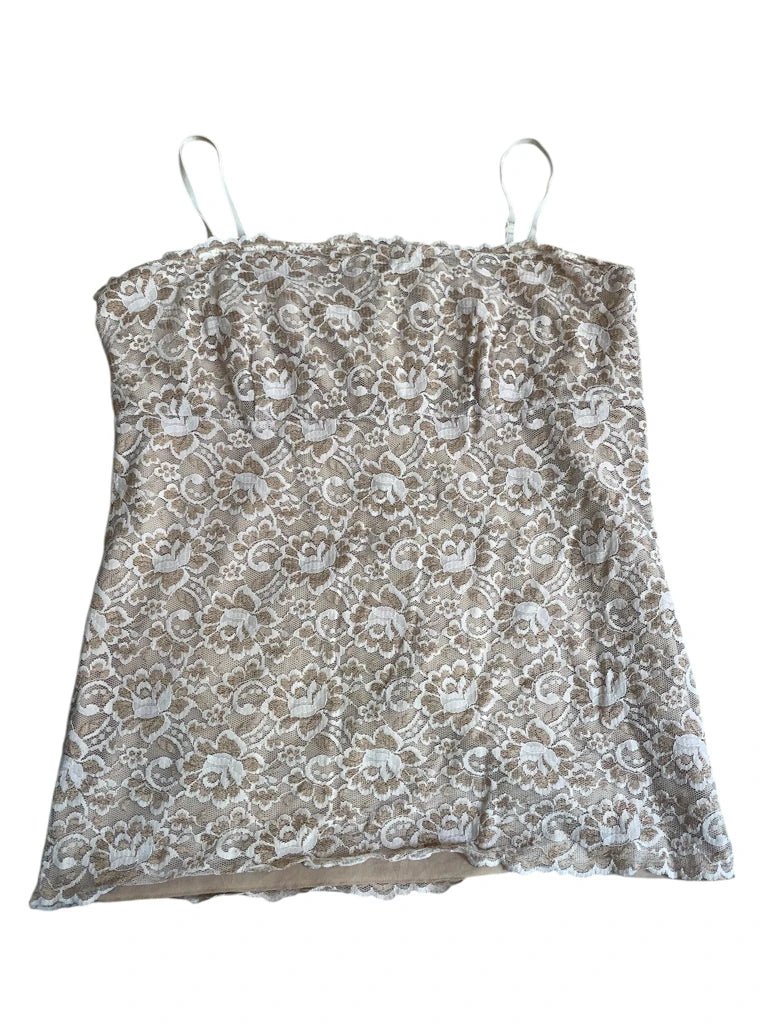 detail view, New York & Company beige bloom – sheer lace cami, vintage Y2K second hand piece, image 4