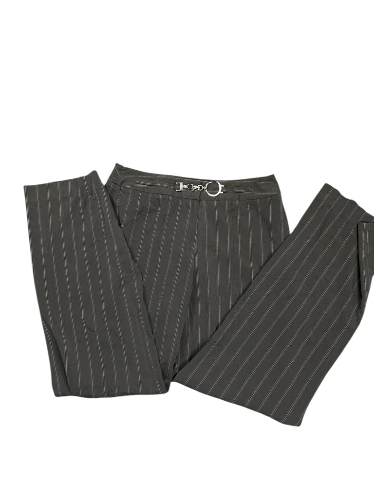 detail view, Larry Levine Black Pinstripe Pants, vintage Y2K second hand piece, image 4