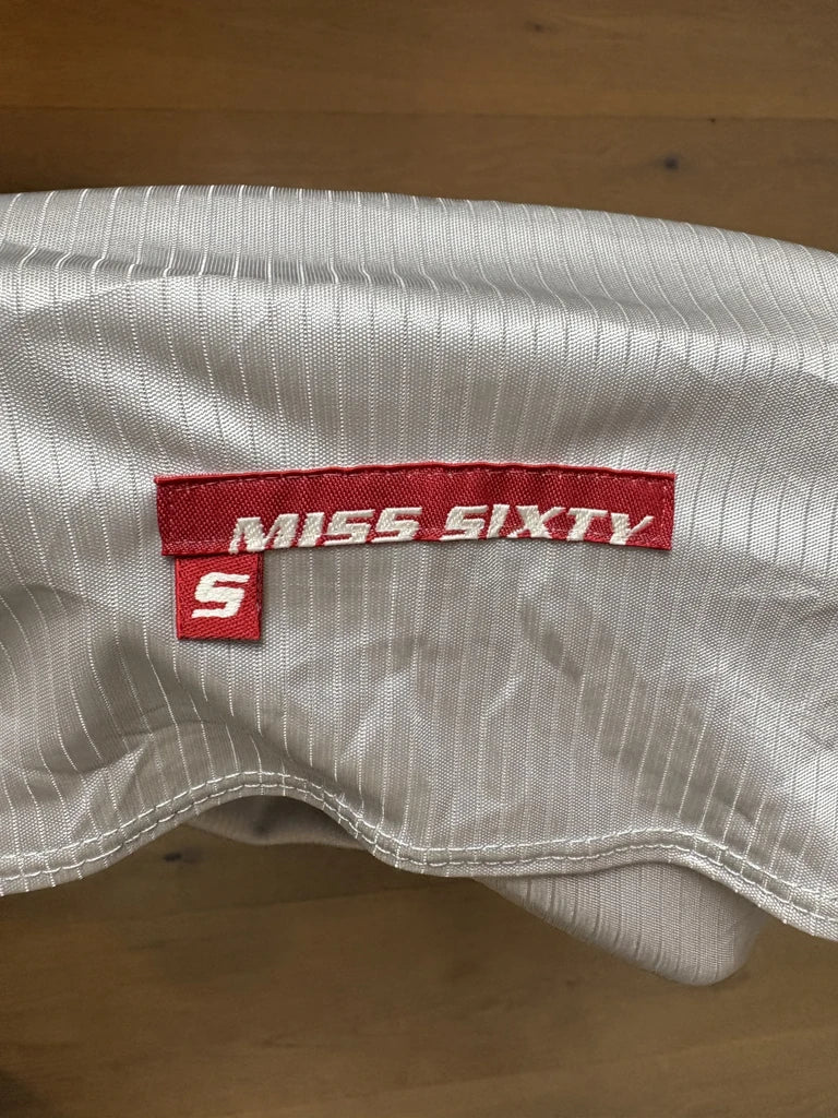 detail view, Miss Sixty Y2K Silver Halter Top, vintage Y2K second hand piece, image 5
