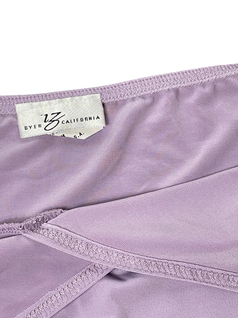 detail view, Byer California Lilac Satin Wrap Halter Top, vintage Y2K second hand piece, image 5