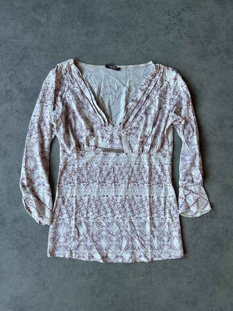 detail view, Motivi Y2K Pink Sleeve Top, vintage Y2K second hand piece, image 6