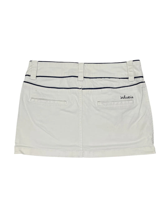 back view, Industrie Nautical Button Trim White Mini Skirt, vintage Y2K second hand piece