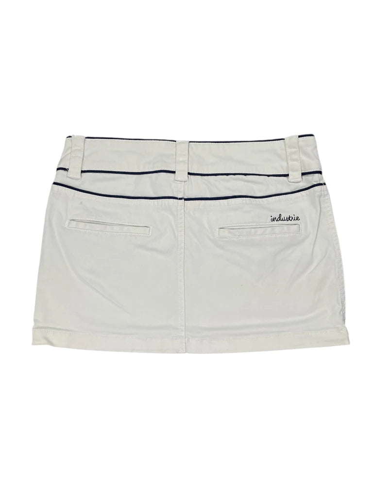 back view, Industrie Nautical Button Trim White Mini Skirt, vintage Y2K second hand piece