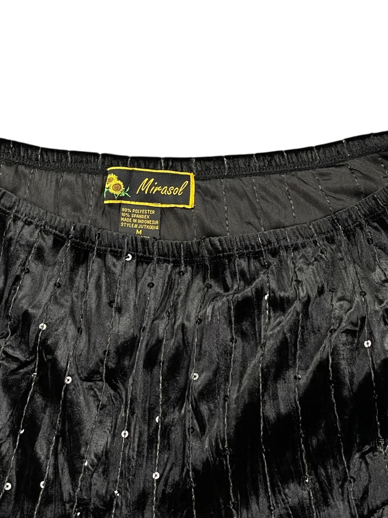 detail view, Miorasol Black Midi Skirt, vintage Y2K second hand piece