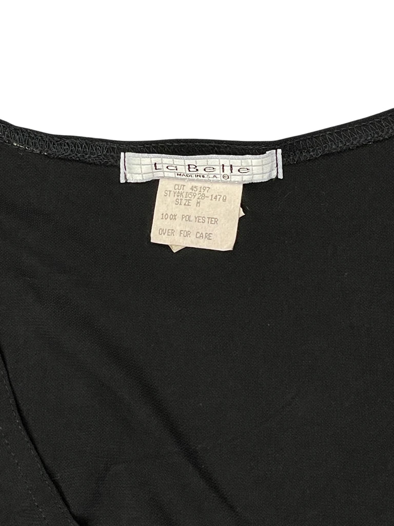 detail view, La Belle Open Chest Black Top, vintage Y2K second hand piece