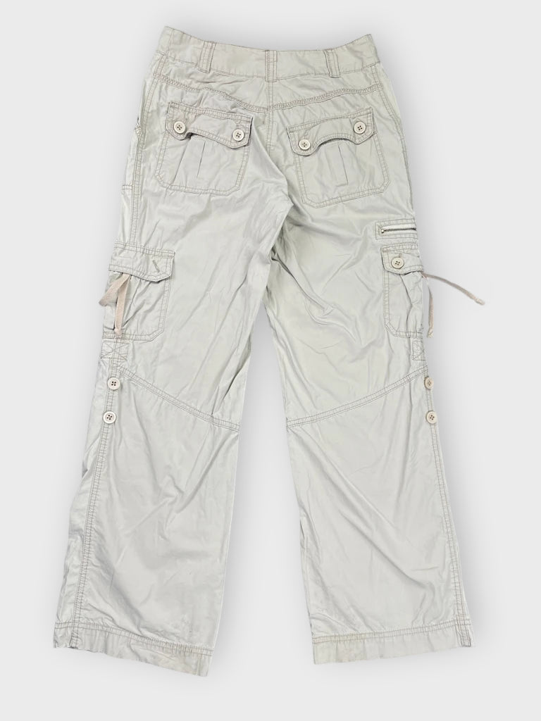 Light Beige Casual Cargo Pants with Utility Pockets (XS)