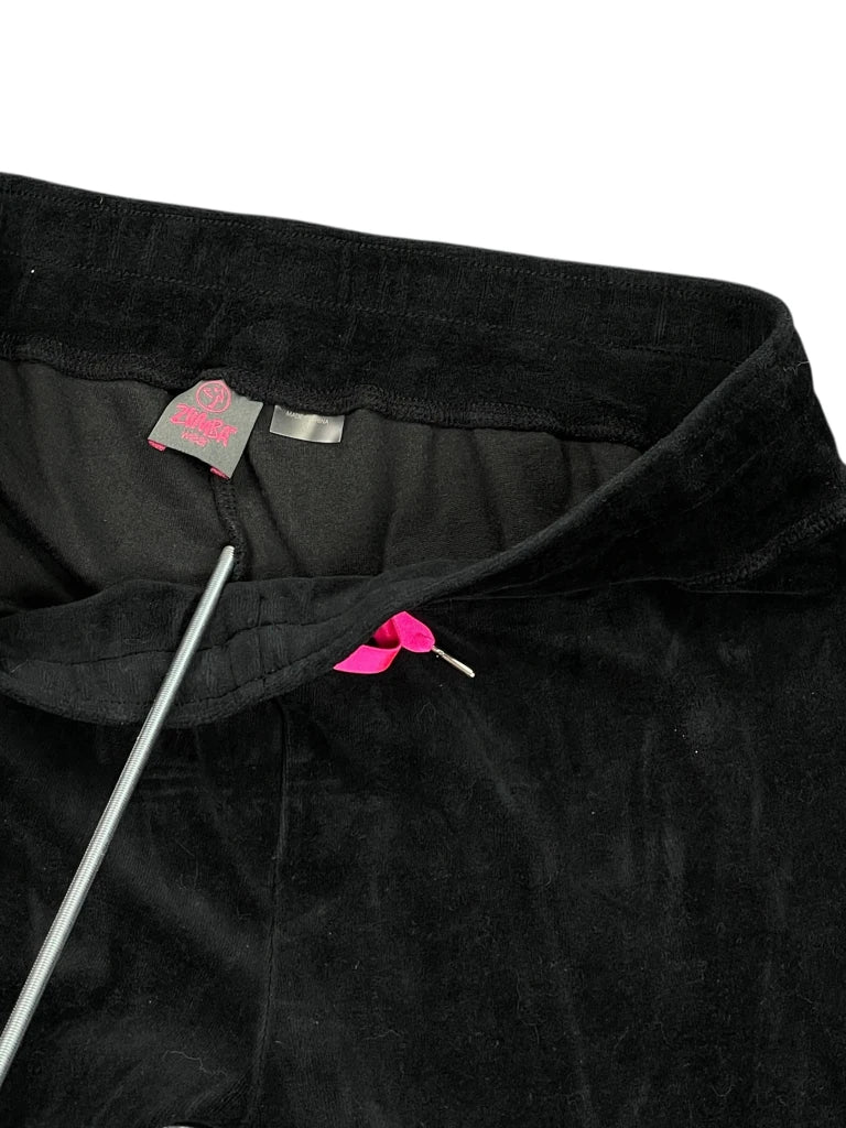 detail view, Zumba Black Rhinestone Pants, vintage Y2K second hand piece