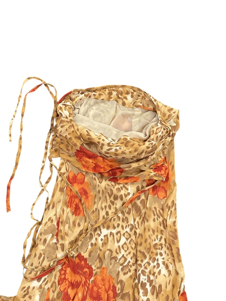 detail view, Tropical Bloom Maxi Dress, vintage Y2K second hand piece