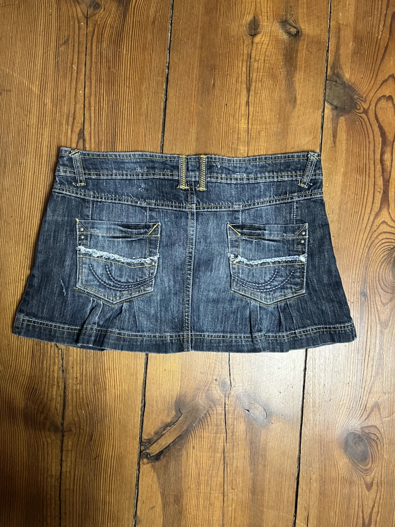 Blue Denim Skirt with Buttons (S)