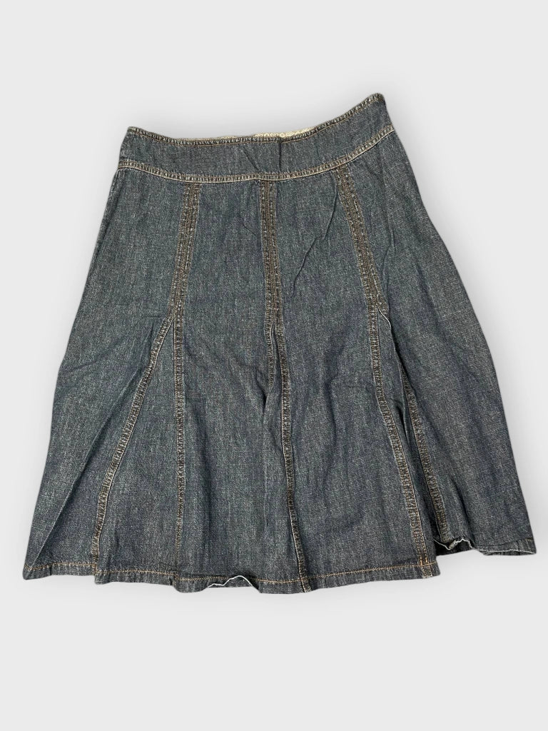 front view, Borden Flared Panel Denim Skirt, vintage Y2K second hand piece