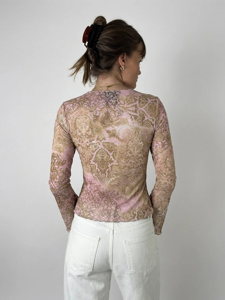 Floral Lace Top with Velvet Touch (M)