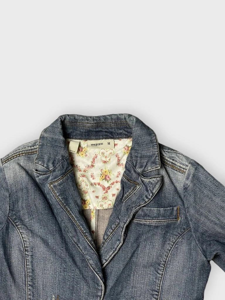 detail view, Mng Jeans Flower Jeans Jacket, vintage Y2K second hand piece