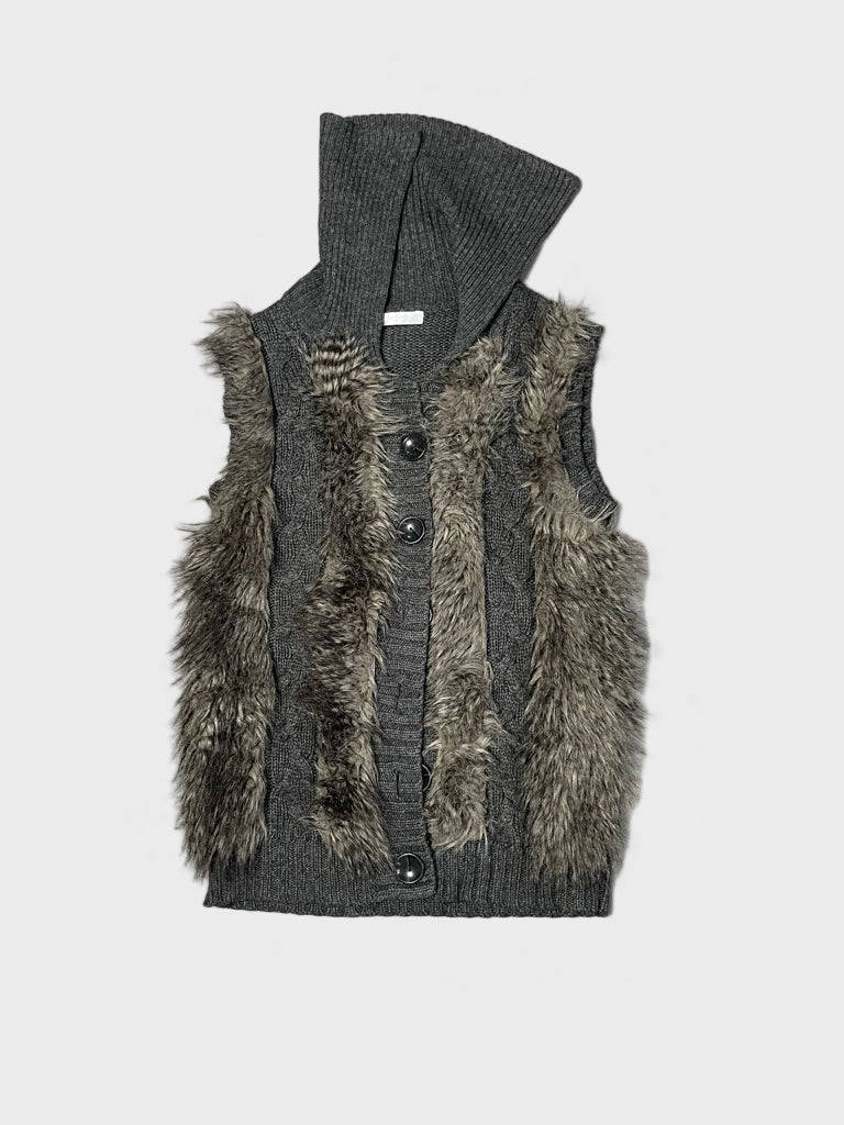 detail view, Promod Fur Gilet, vintage Y2K second hand piece, image 6