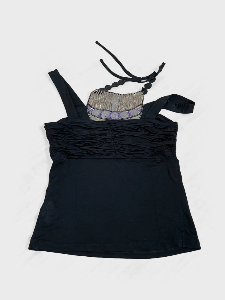 detail view, Mariella Rosati Halter Top, vintage Y2K second hand piece, image 4