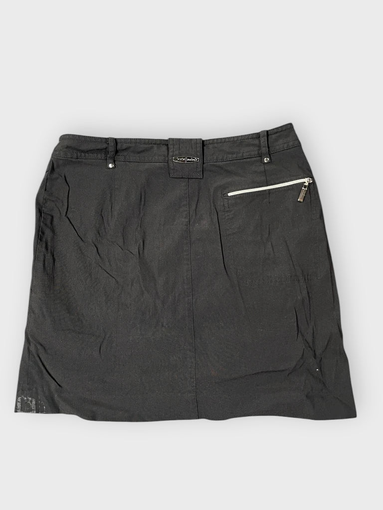 detail view, Jamie Sadock Black Zip Detail Skirt, vintage Y2K second hand piece, image 4