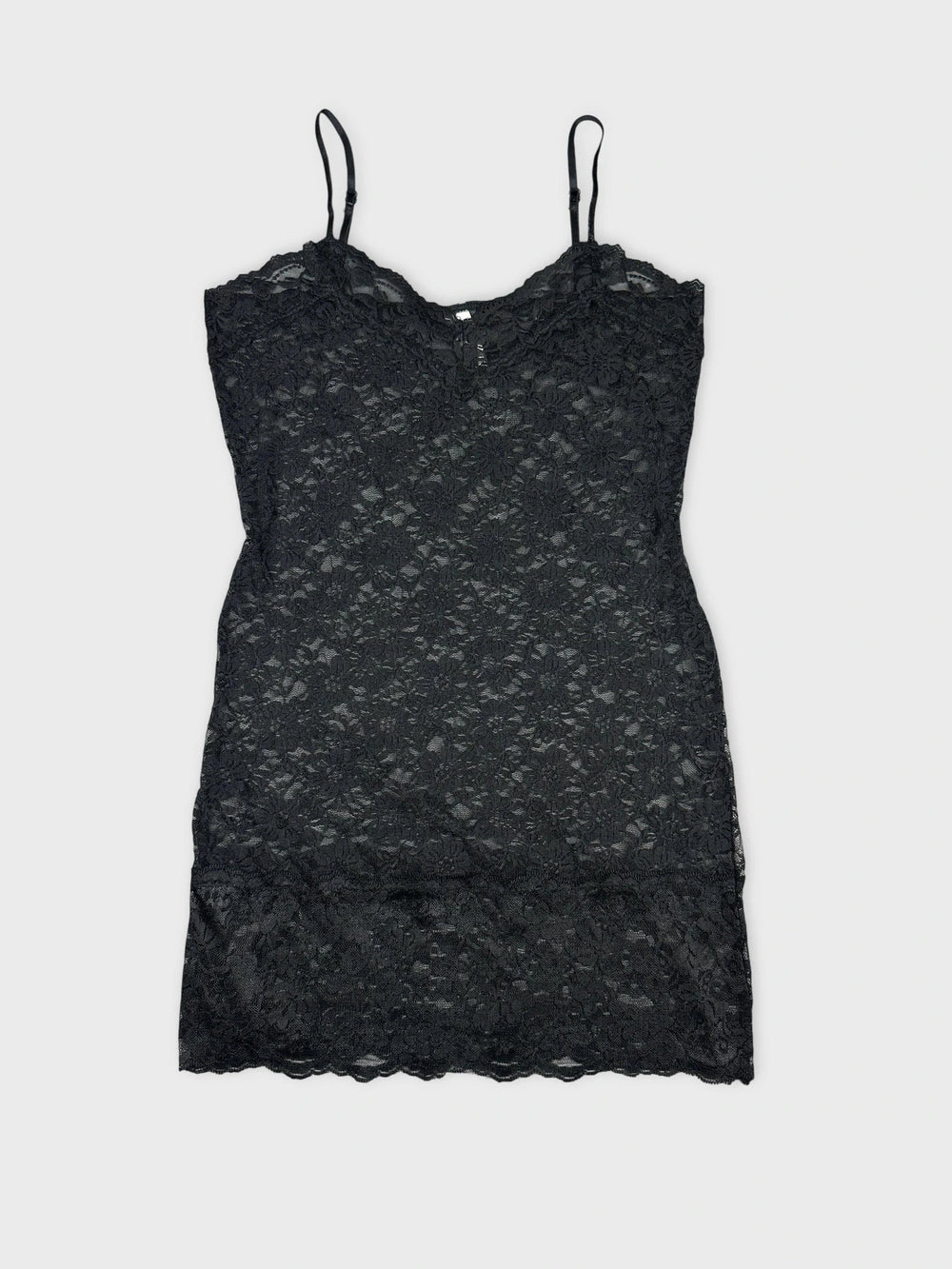 Black lace cami top with floral design front view