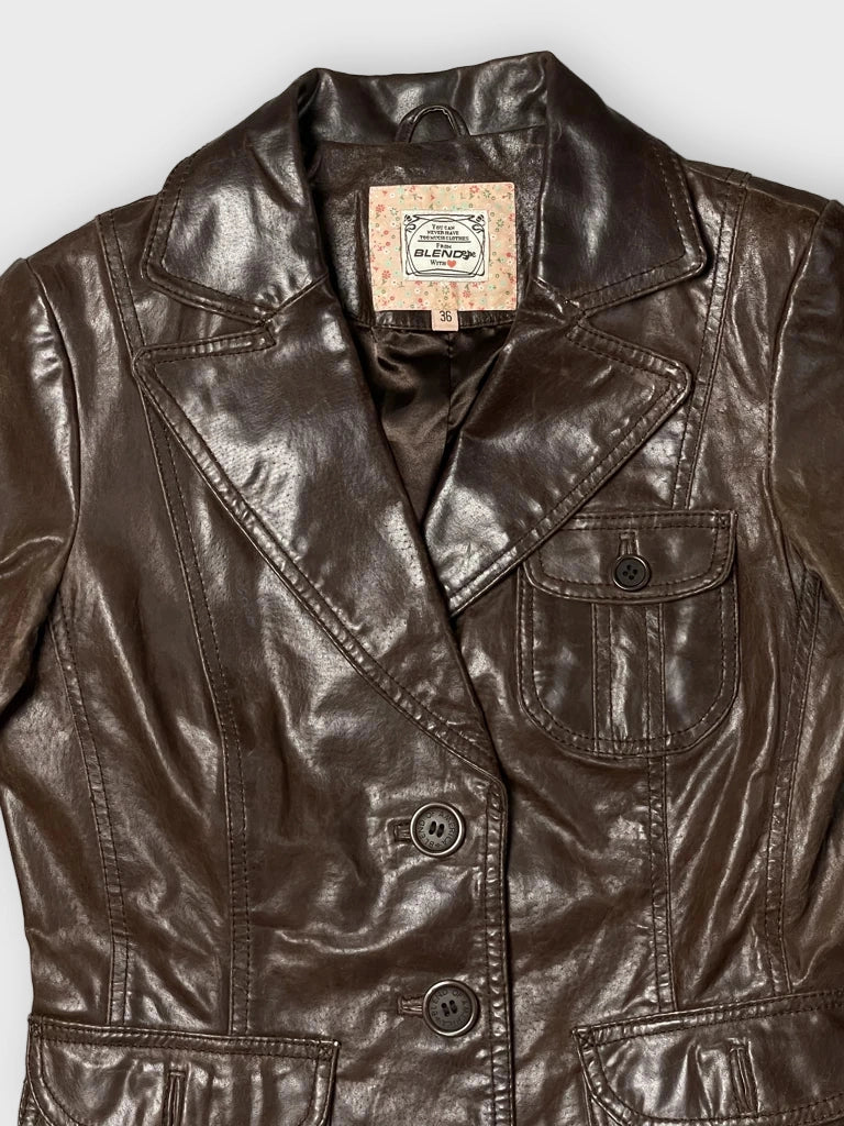 detail view, Blends Leather Jacket, vintage Y2K second hand piece