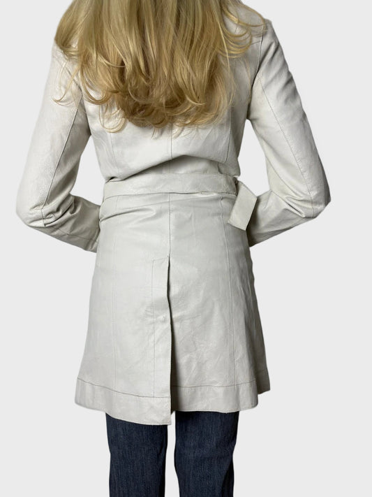 back view, Conbipel Leather Trenchcoat, vintage Y2K second hand piece