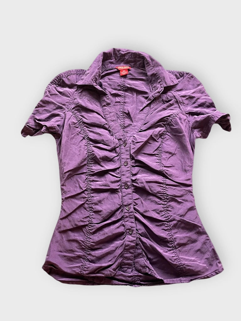 detail view, Guess Jeans Lilac Crush Blouse, vintage Y2K second hand piece