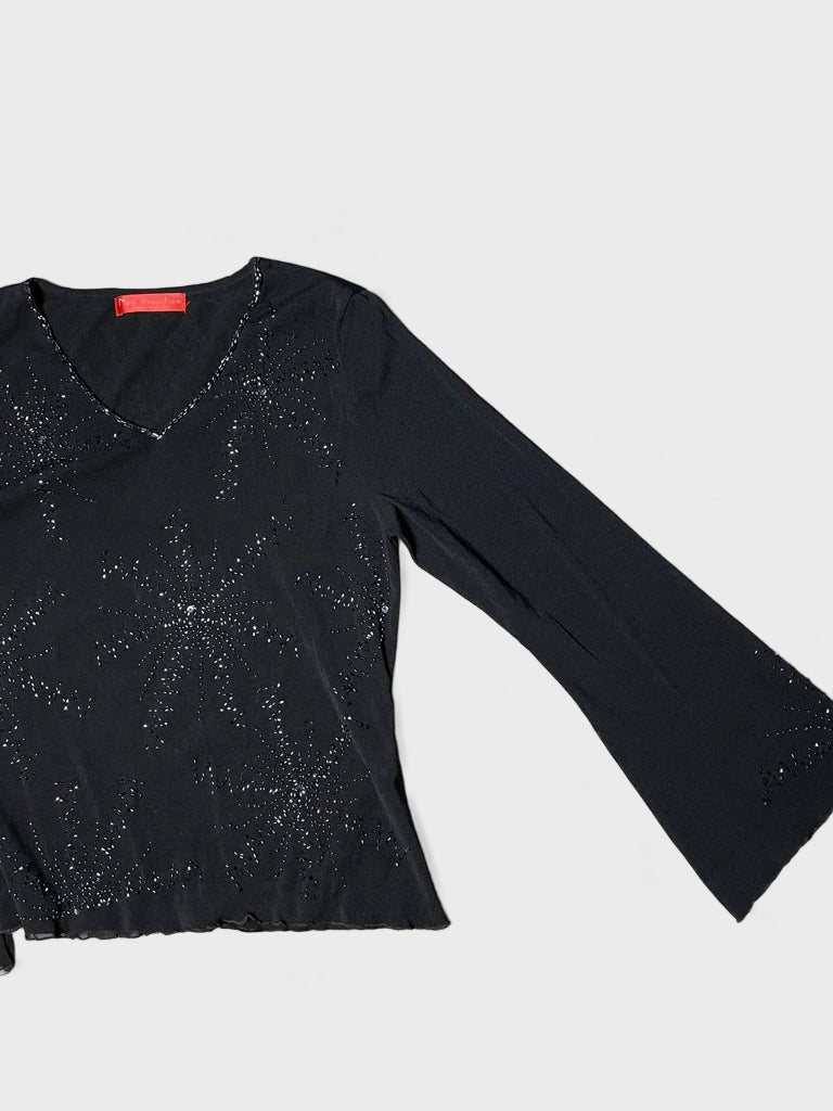 detail view, New Sensation Long Sleeve Top with Tiny Beads, vintage Y2K second hand piece, image 4