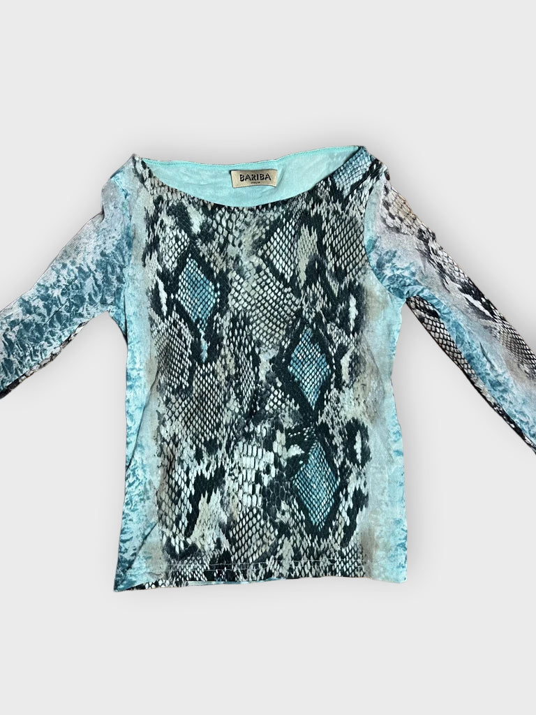 detail view, Bariba Longsleeve with Snake Print, vintage Y2K second hand piece, image 6