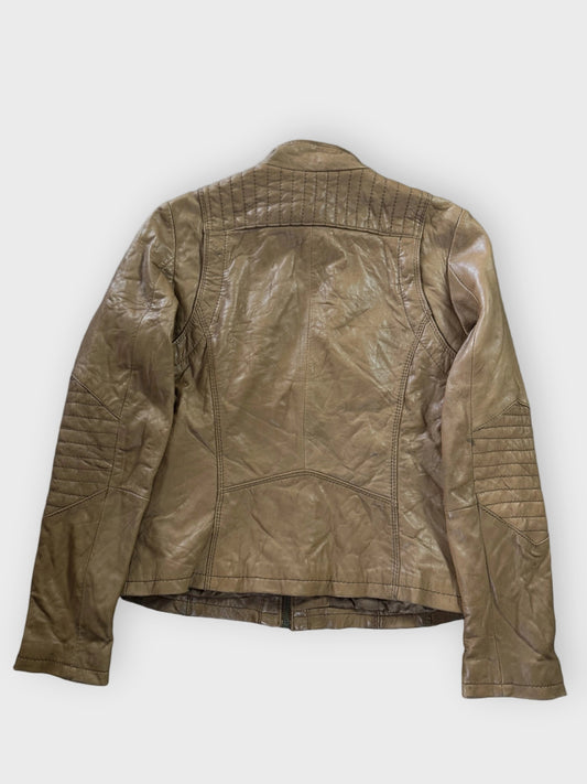back view, Michael Kors Brown Genuine Leather Jacket Women, vintage Y2K second hand piece