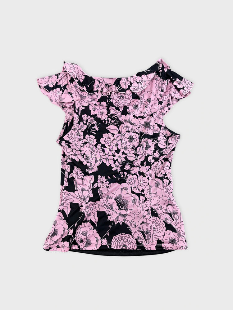 Floral Ruffled Corset Top - Chic Statement Piece (S)