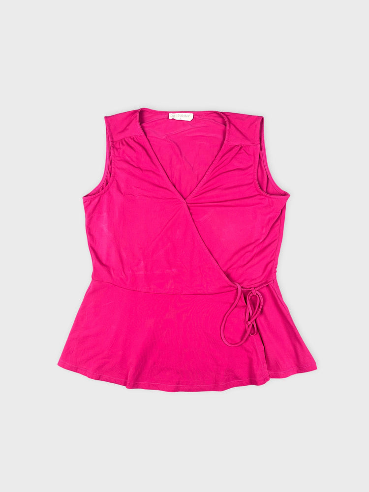 Hot Pink Wrap Top with Flare (S)