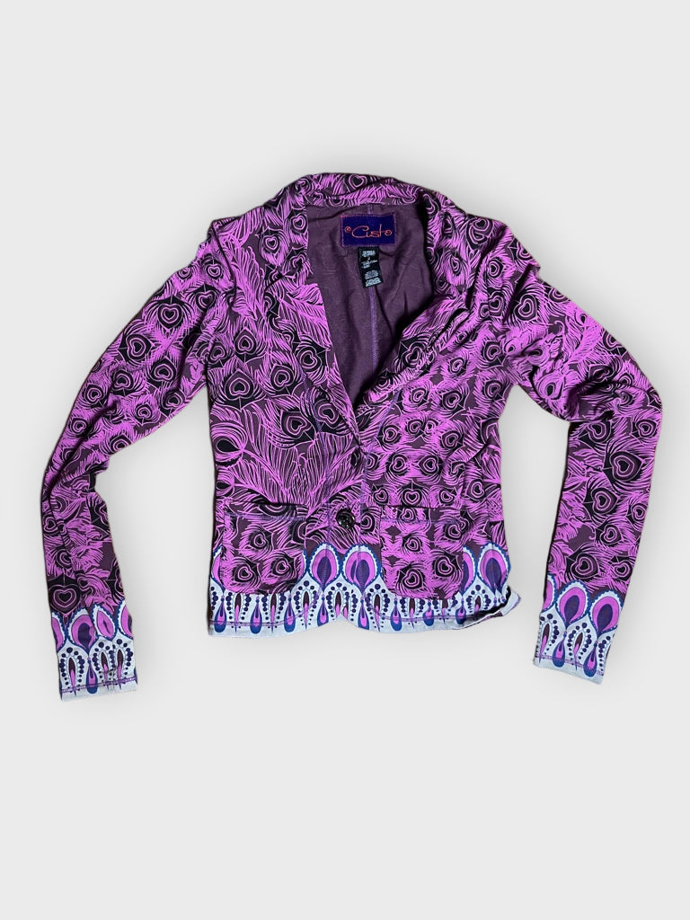 detail view, Custo Purple Blazer with Print, vintage Y2K second hand piece, image 6
