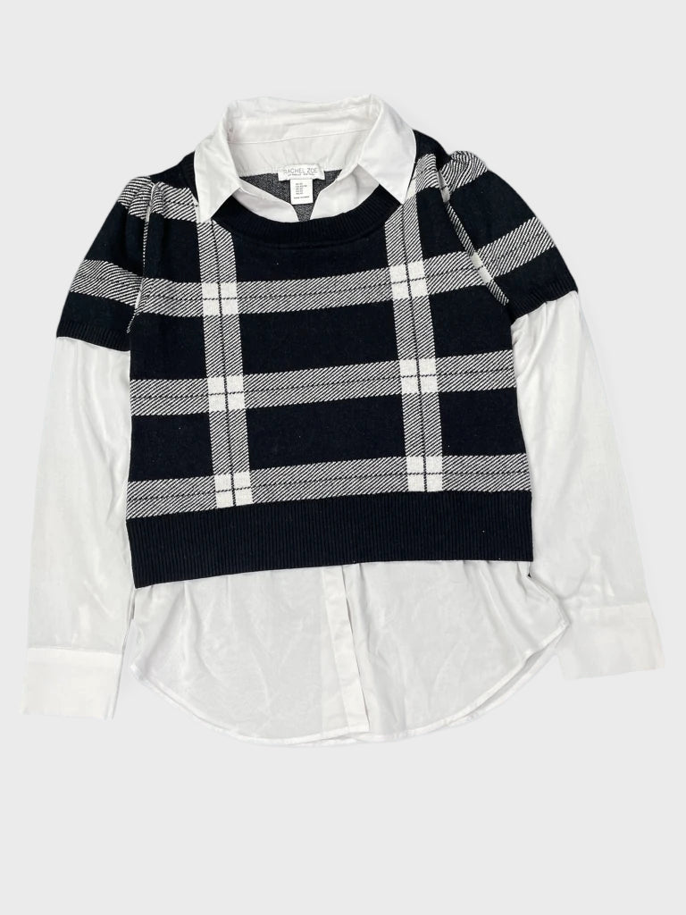 front view, Rachel Zoe Checkered Black Sweater, vintage Y2K second hand piece