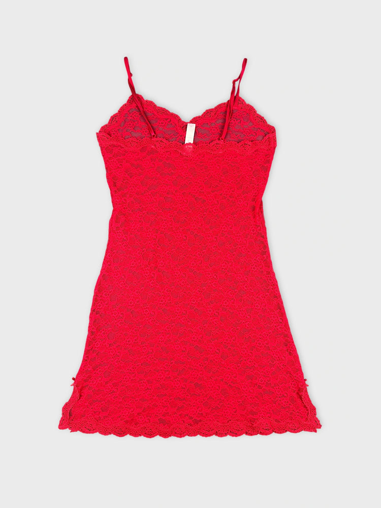 Red Lace Cami Top with Sweetheart Neckline (S)
