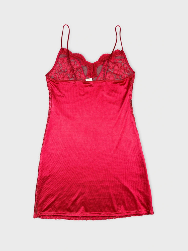 Red Lace Slip Dress with Adjustable Straps (M)
