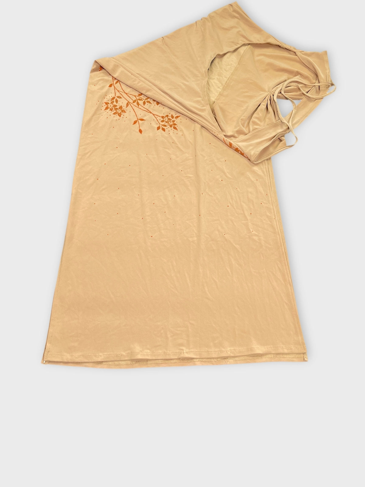 detail view, Sabora Yellow Floral Halter Maxi Dress, vintage Y2K second hand piece, image 5