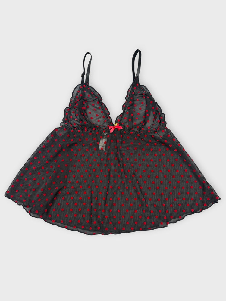 Flirty Sheer Red Polka Dot Camisole (S)