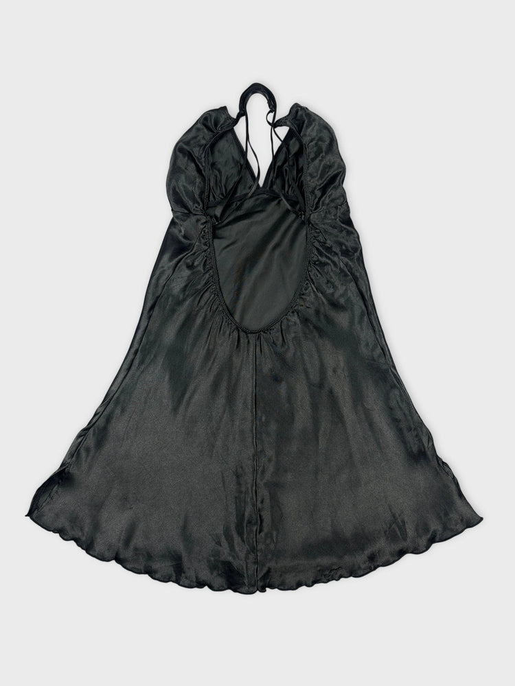 Sleek Black Halter Top with Chic Detail (M)
