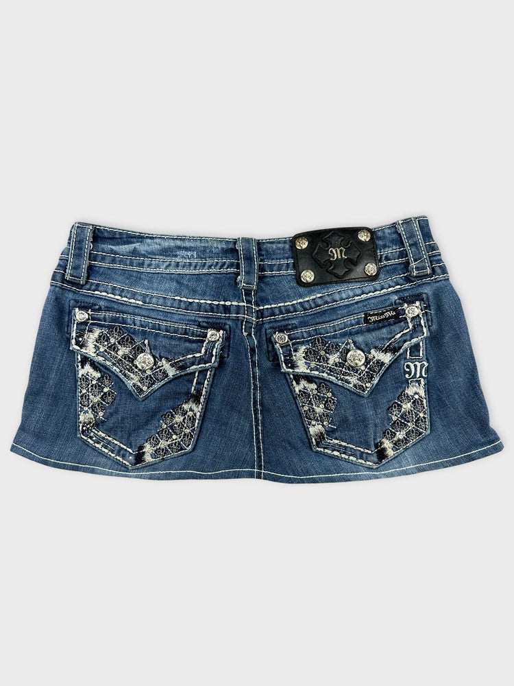 Embroidered Denim Skirt with Distressed Details (28)