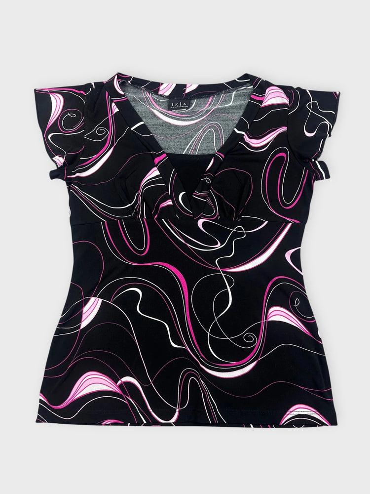 Funky Black Swirl Graphic Top (M)