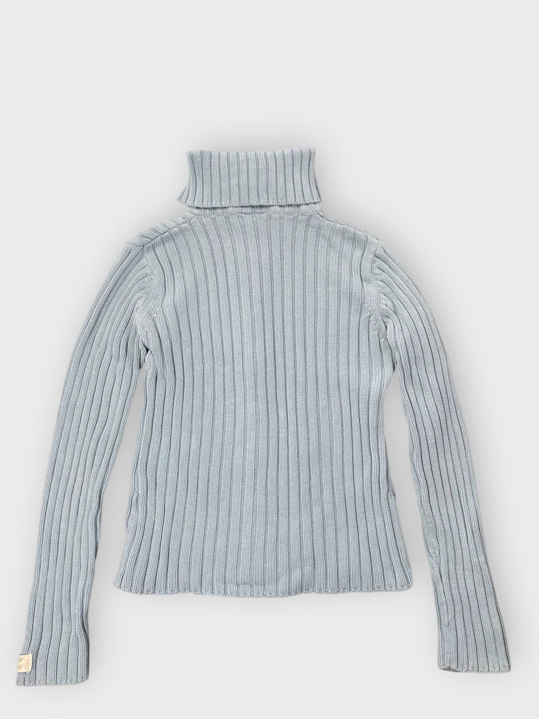 detail view, Twik Turquoise Ribbed Zip Cardigan, vintage Y2K second hand piece, image 4