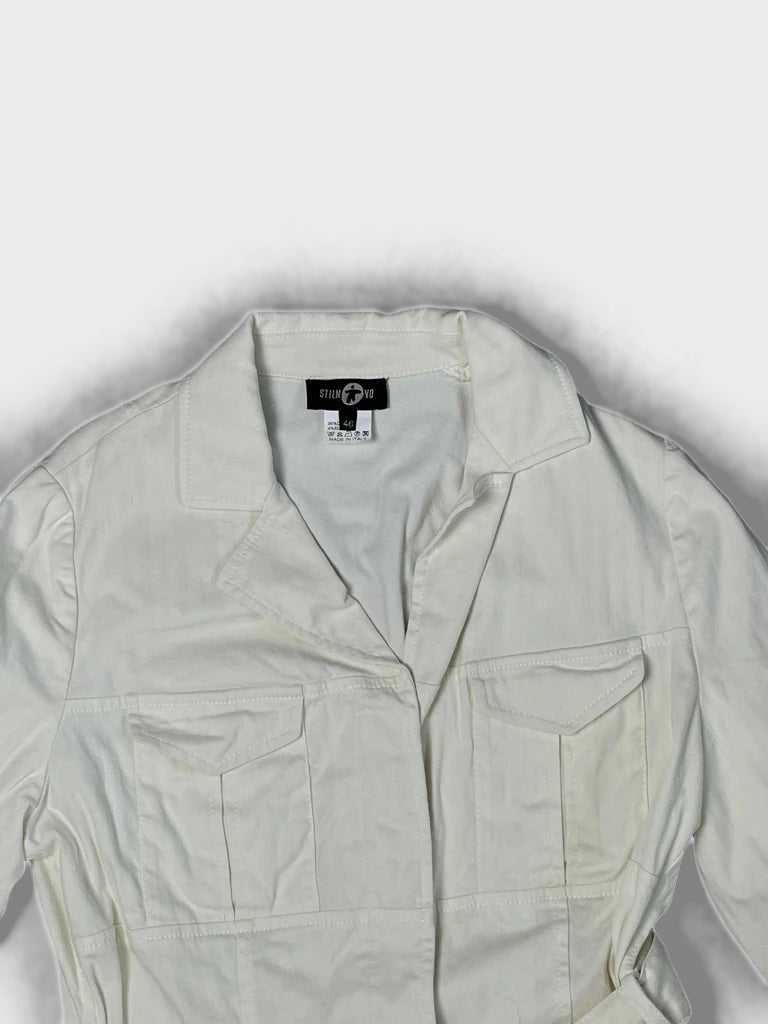 detail view, Stilnovo White Coat, vintage Y2K second hand piece