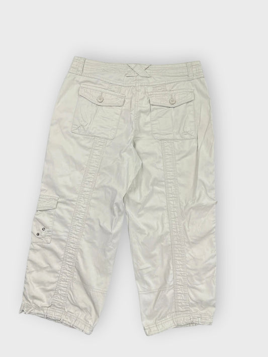 back view, Style & CO White Utility Cropped Cargo Pants with Drawstring Hem, vintage Y2K second hand piece