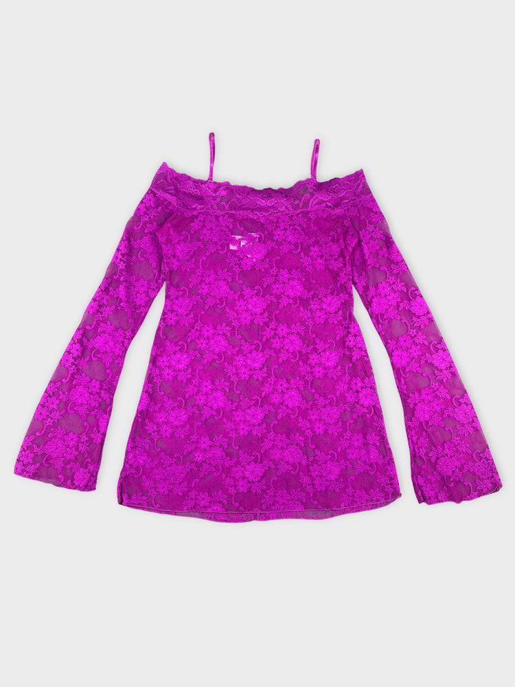 Hot Pink Lace Off-Shoulder Top (S)