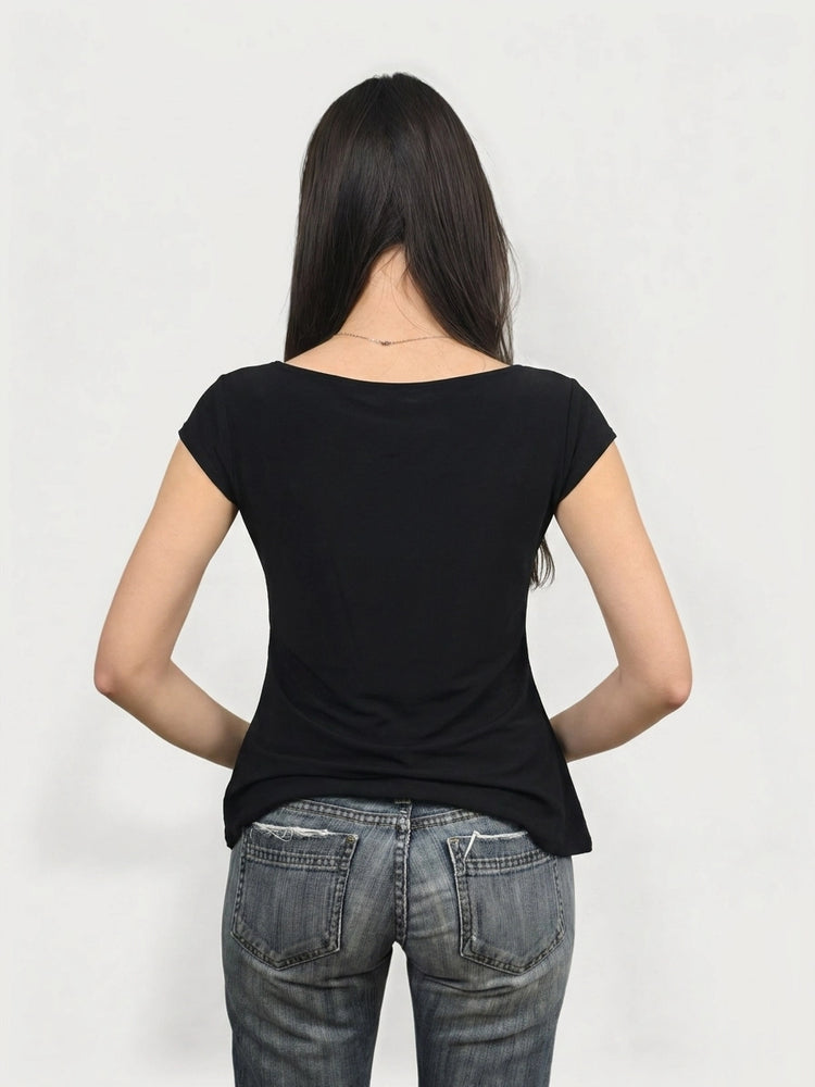 Black Body Shirt with Ruching Detail (S)
