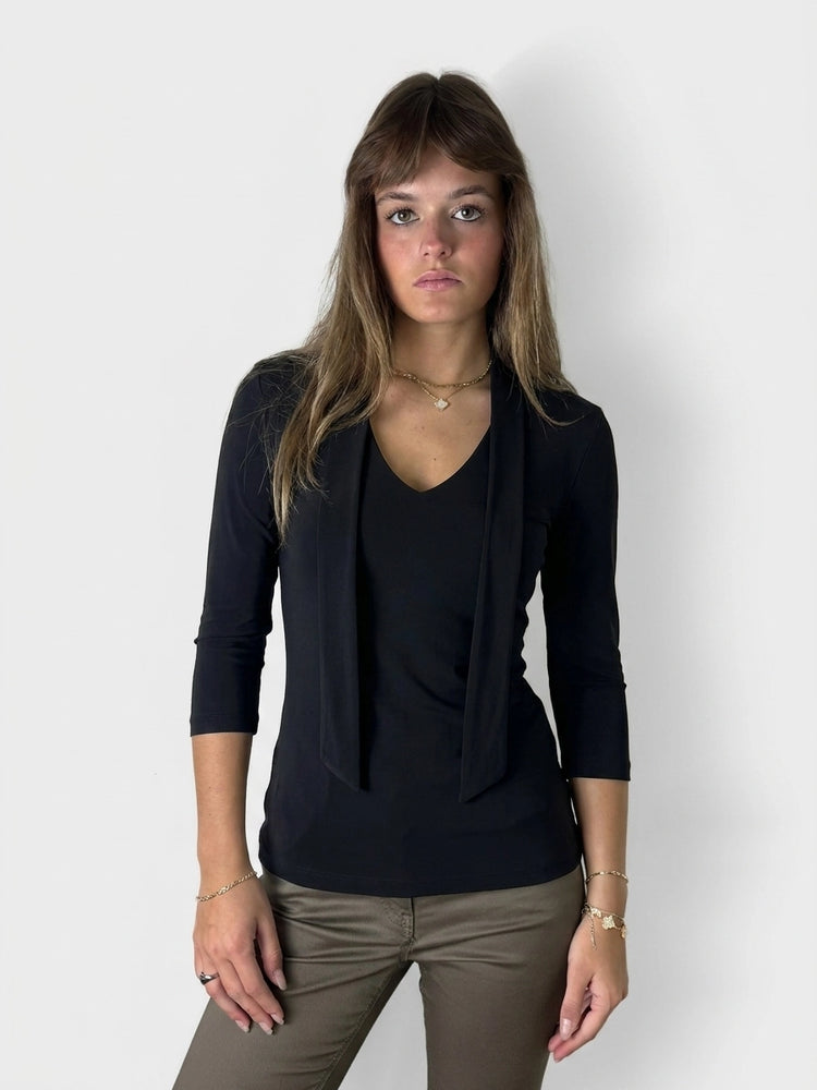 Chic Black Body Shirt with Flattering Fit (S)