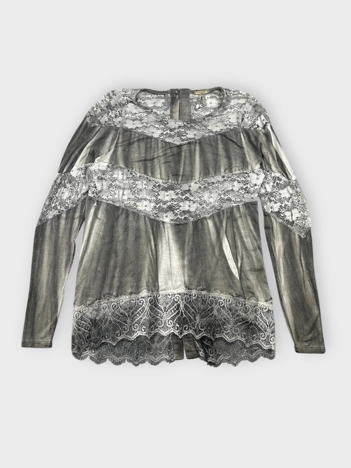 Shimmery Silver Lace Overlay Top (XS)