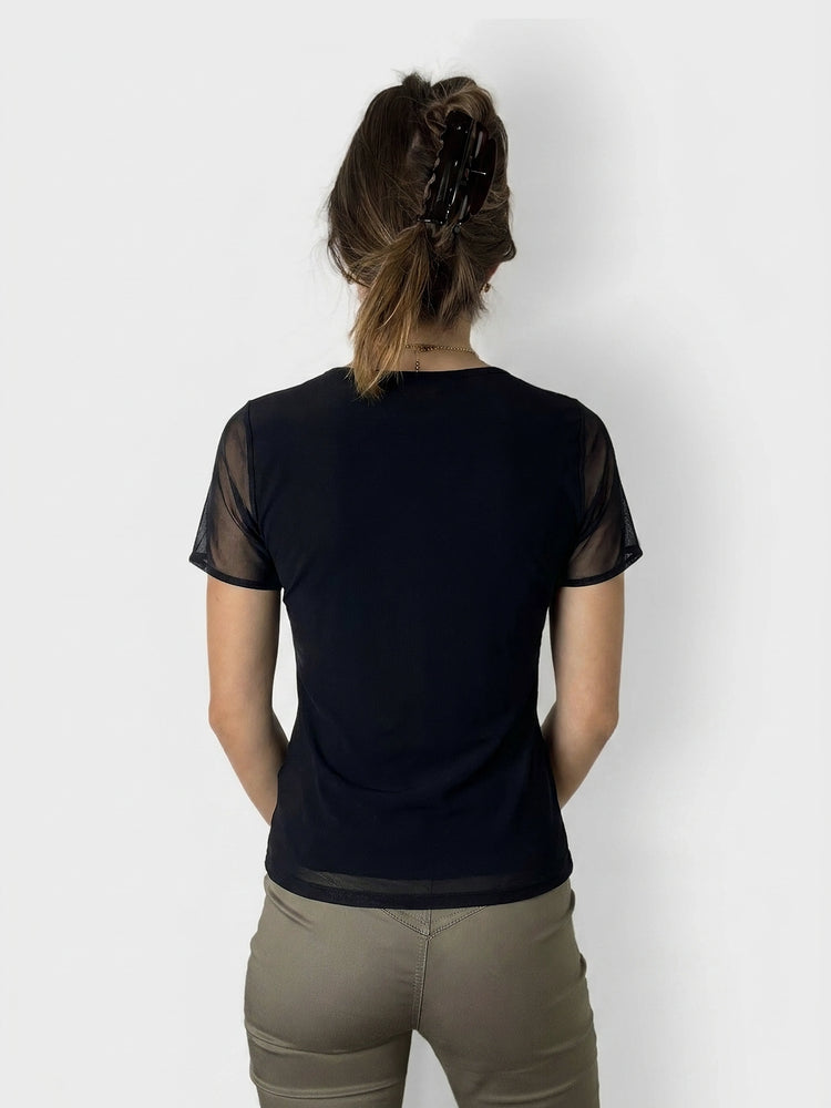 Black Sheer Body Shirt with Detailing (M)