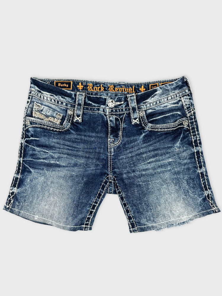 Distressed Denim Shorts with Edgy Details (W31 / L)